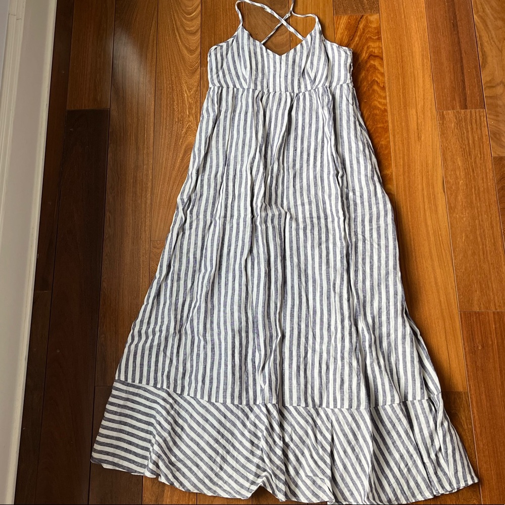 Striped Blue and White Maxi Dress - Lightweight Summer Dress